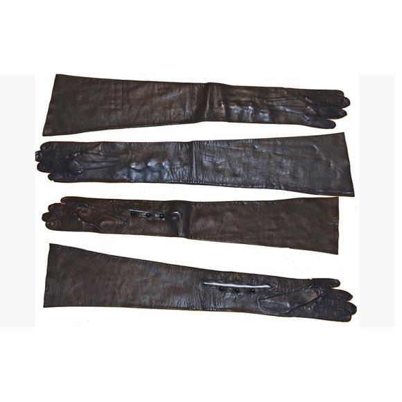 Accessories - Pair of elegant formal black leather opera gloves size 6